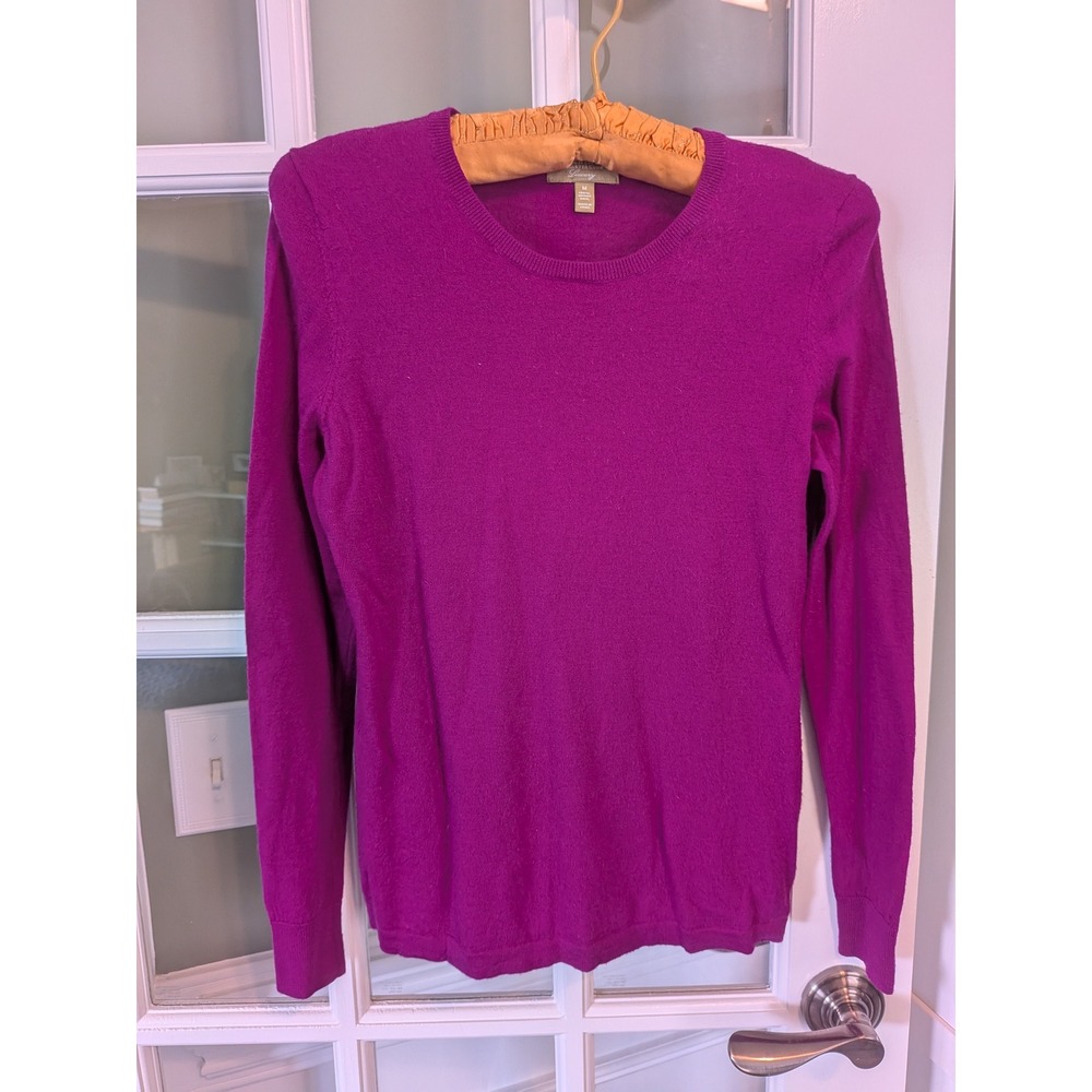 Charter Club Luxury Magenta Purple 100% Merino Wool Crew Neck Sweater Womens M